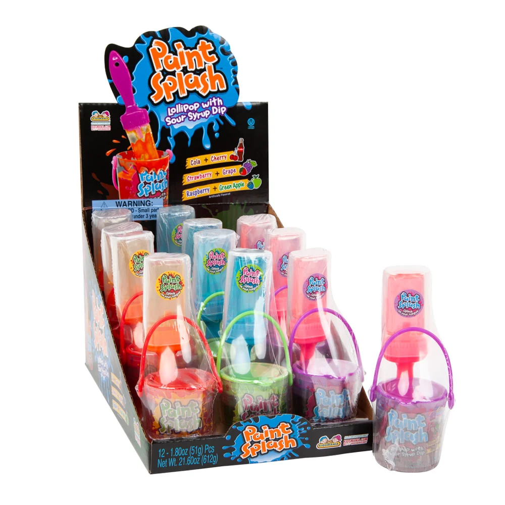 Kidsmania Paint Splash Lollipop with Sour Syrup Dip - 12ct