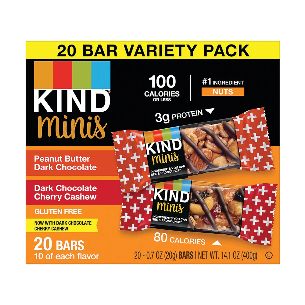 Kind Minis Peanut Butter Dark Chocolate Dark Cherry Cashew Boxes - 4ct