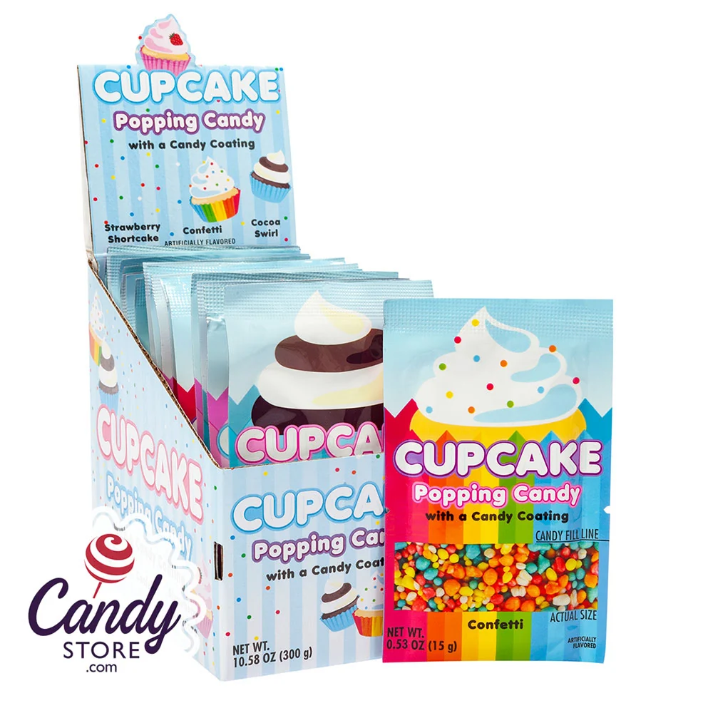 Koko's Cupcake Popping Candy With Candy Coating 3 Assorted Flavors 0.53oz - 20ct