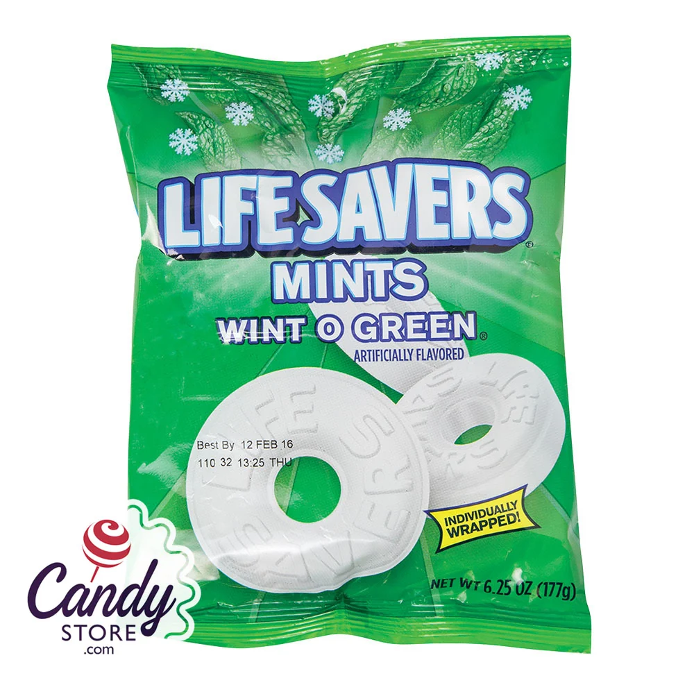 Lifesavers Wint O Green Mints 6.25oz Peg Bag - 12ct