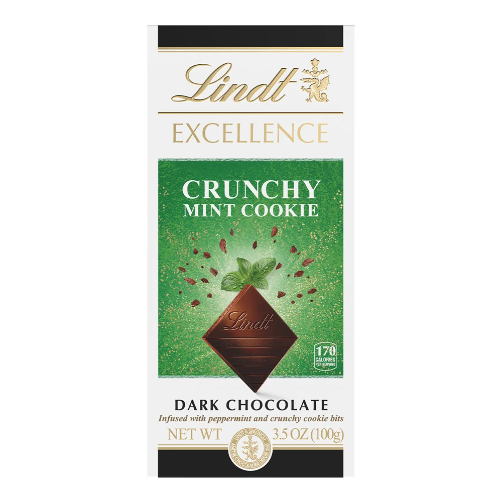 Lindt Excellence Mint Cookie Chocolate Bar - 12ct