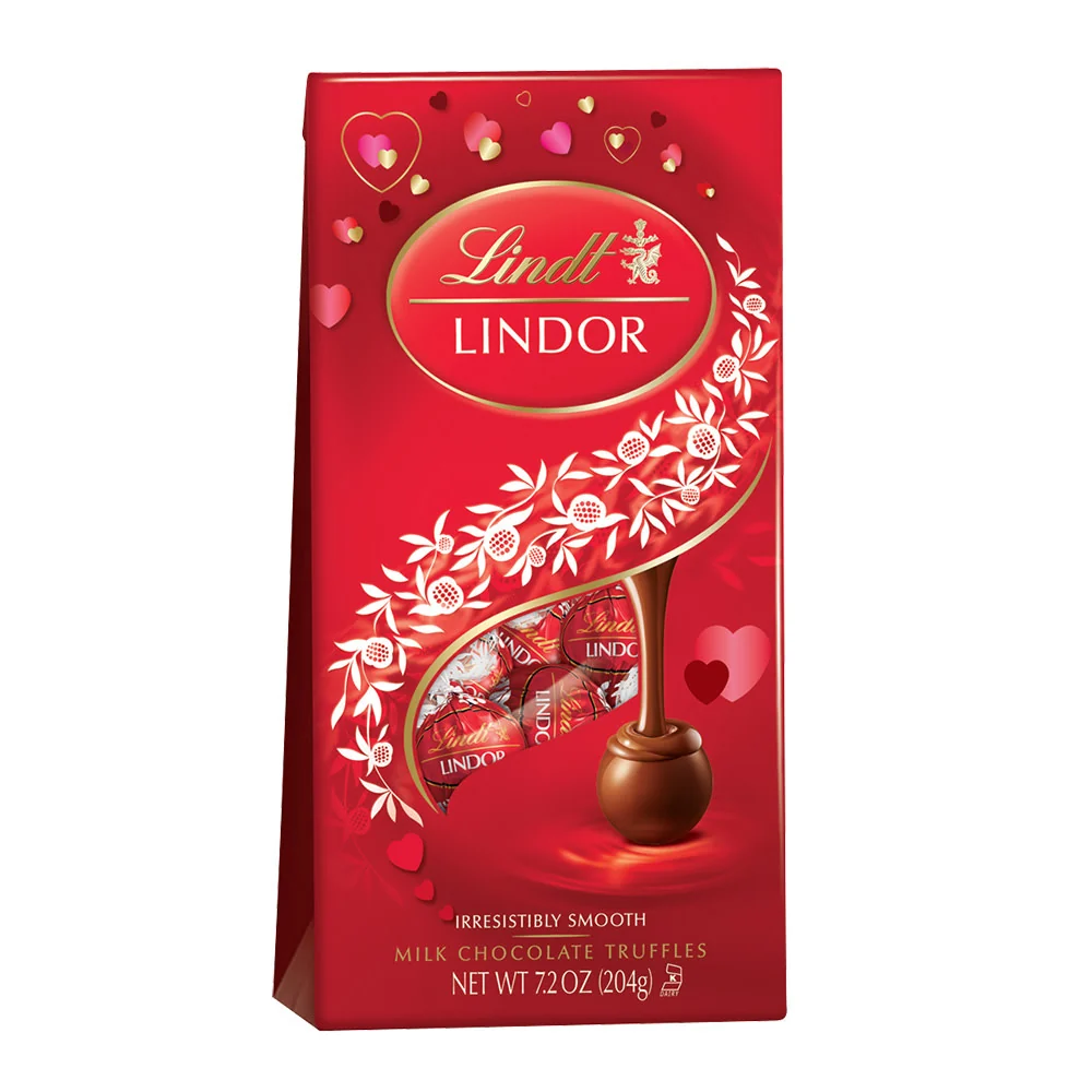 Lindt Lindor Milk Valentine's Day Milk Chocolate Truffles Bags - 12ct