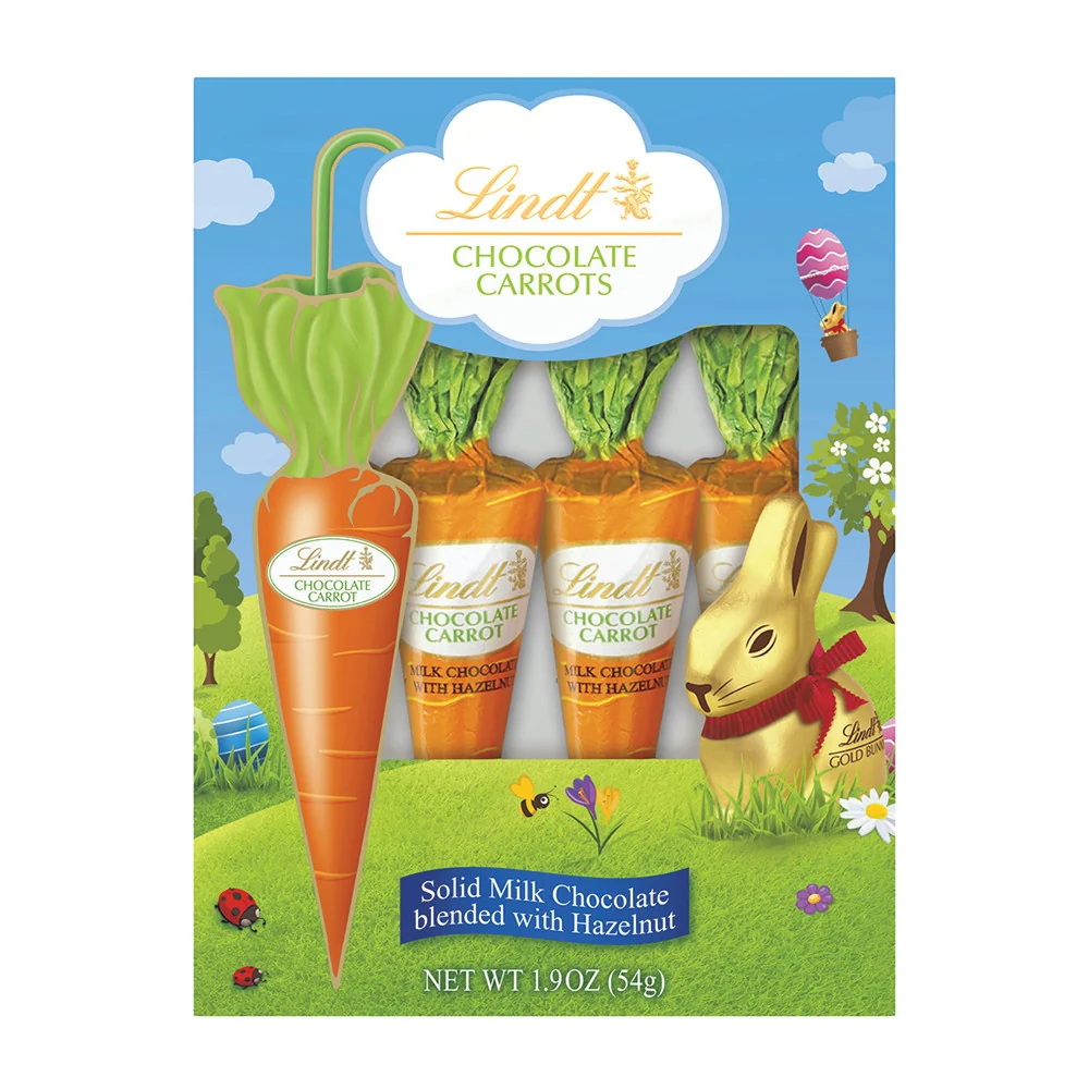 Lindt Milk Chocolate Foiled Carrots 4 Piece Boxes - 18ct