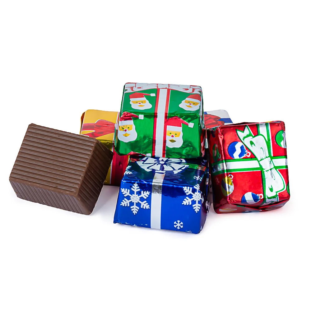 Madalaine Milk Chocolate Foiled Christmas Presents - 10lb Bulk