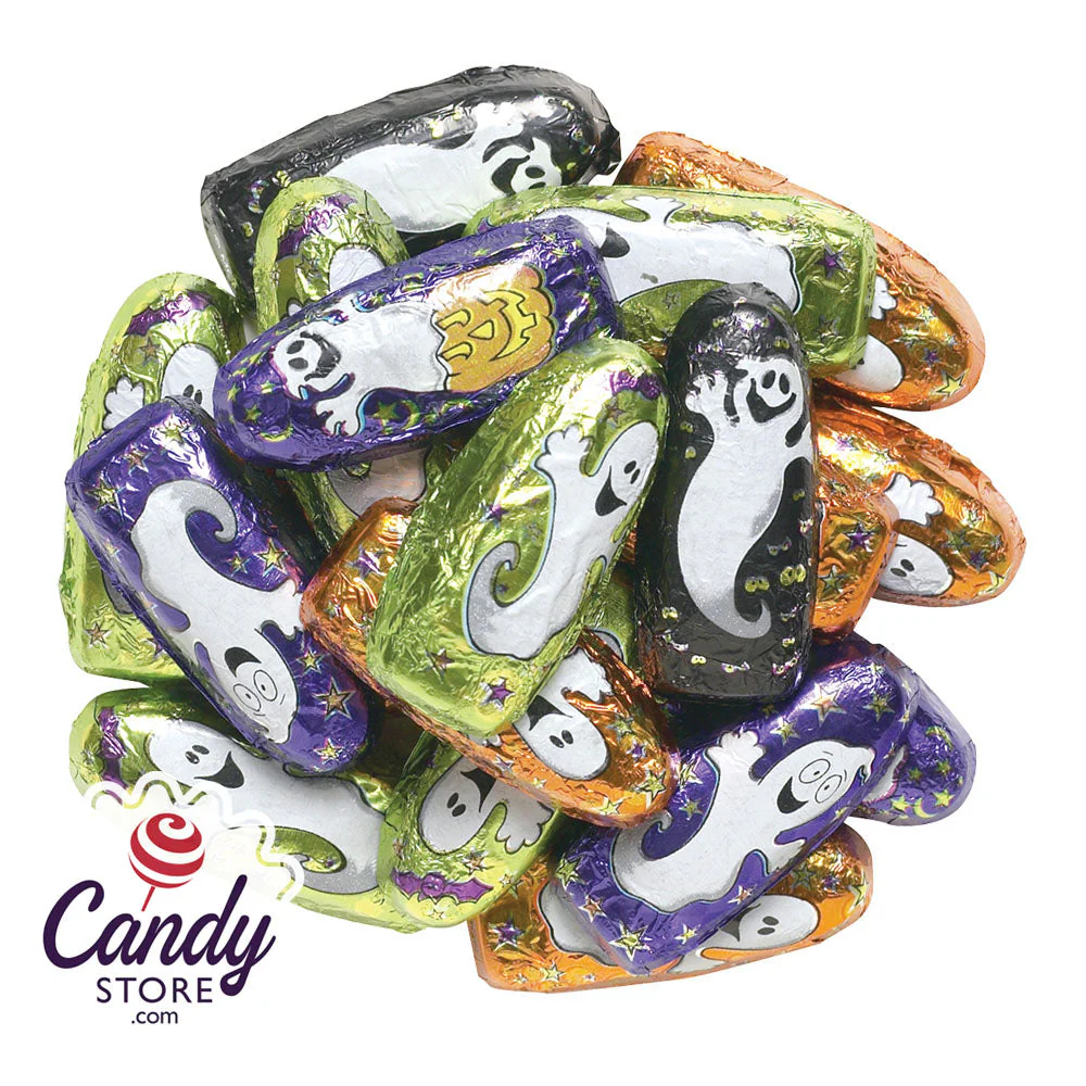 Madelaine Halloween Milk Chocolate Foiled Mini Ghosts - 10lb