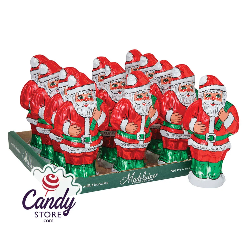 Madelaine Milk Chocolate Foiled Solid Santa 6oz - 12ct