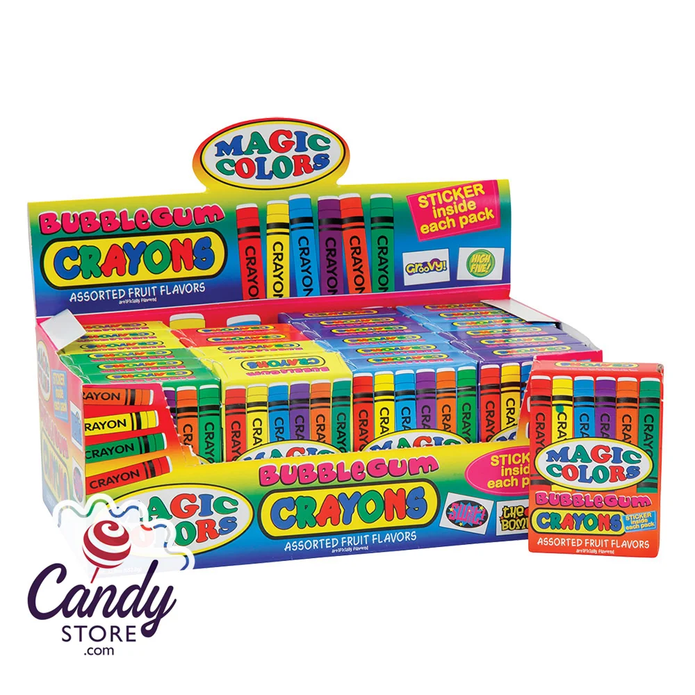 Magic Colors Bubble Gum Crayons Candy - 24ct - Image 2