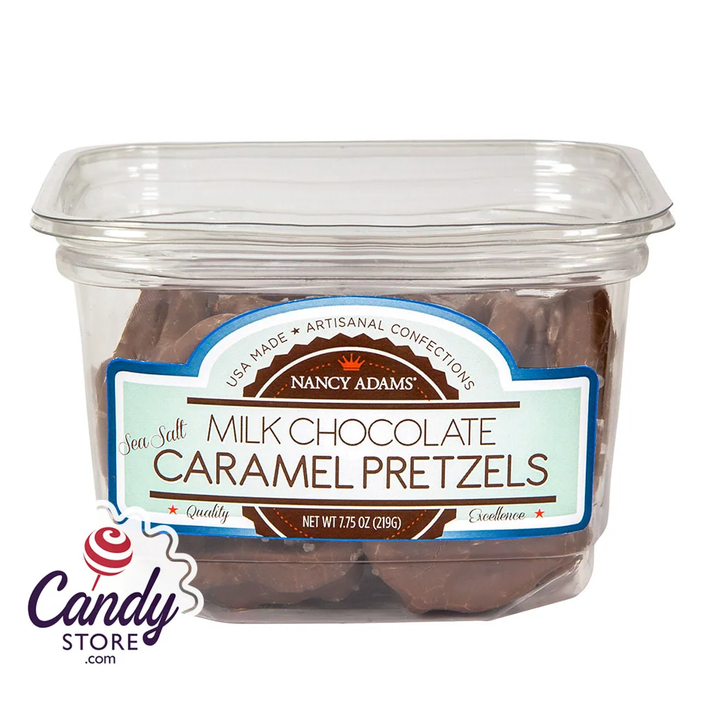 Milk Chocolate Caramel Pretzels 7.75oz Tub Nancy Adams - 12ct