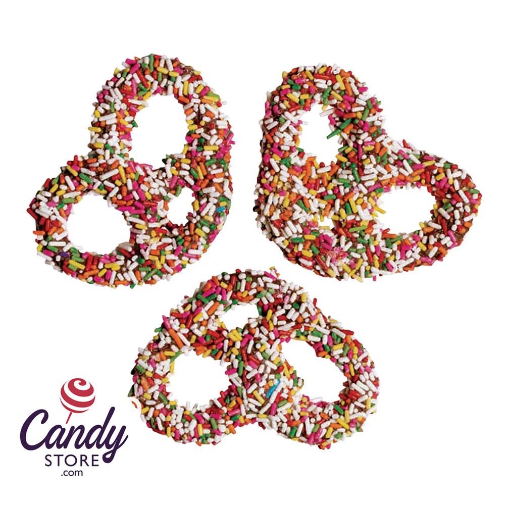 Milk Chocolatey Coated Premier Pretzels With Rainbow Sprinkles - 3lb