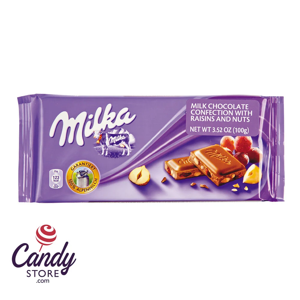 Milka Raisins & Nuts Bar 3.5oz - 23ct