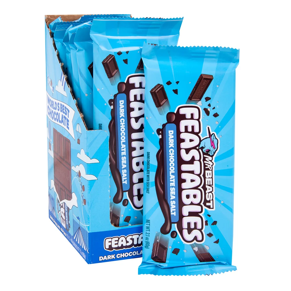 MrBeast Feastables Dark Chocolate Sea Salt Bars - 10ct