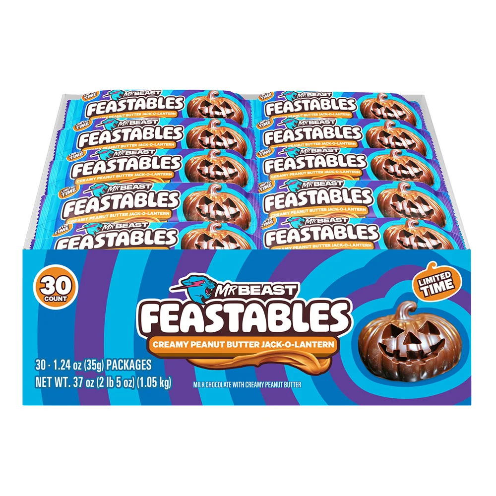 MrBeast Feastables Peanut Butter Jack-O-Lantern - 30ct