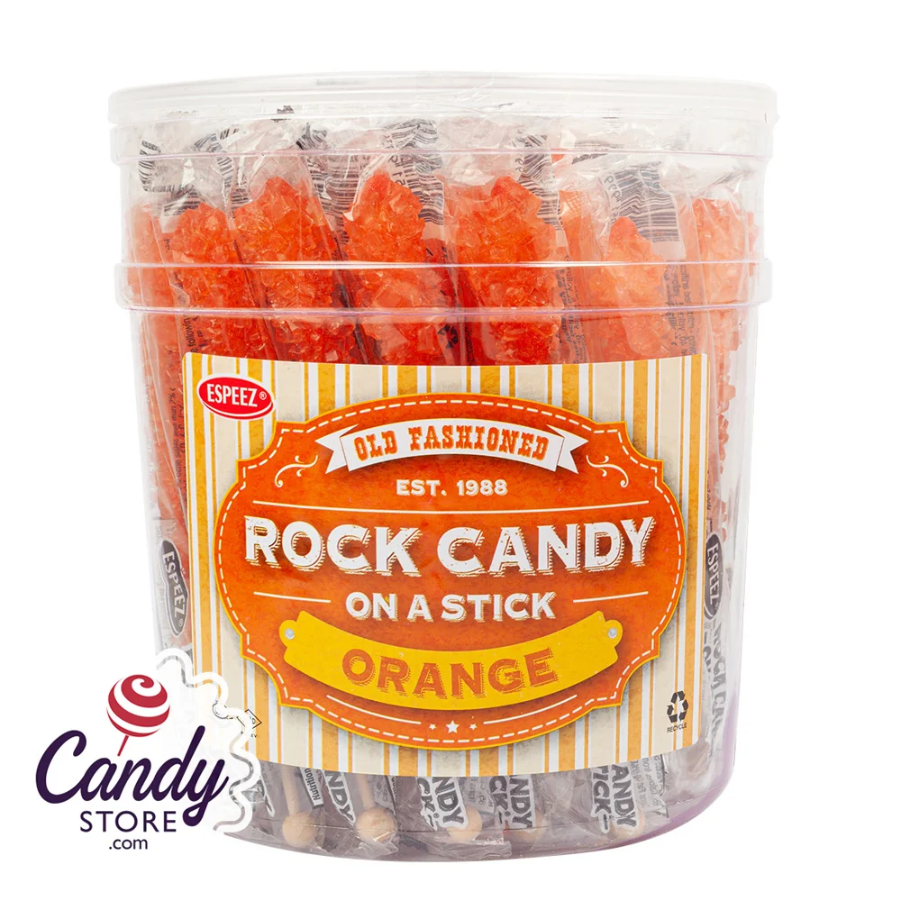 Orange Rock Candy Crystal Sticks - 36ct Jar - Image 3