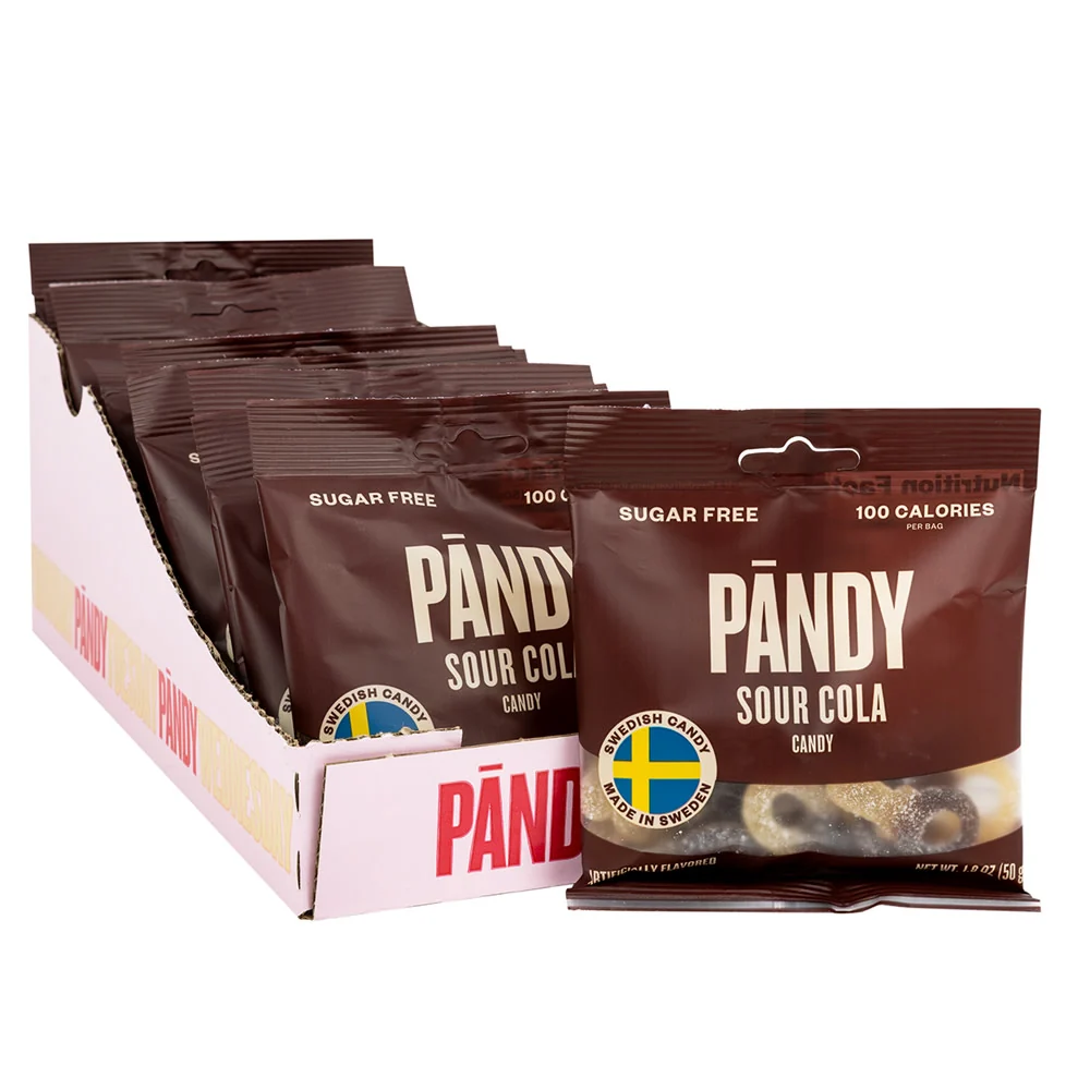Pandy Sour Cola Sugar Free Swedish Candy Peg Bags - 14ct