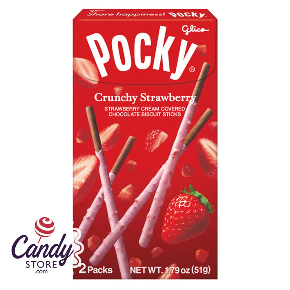Pocky Crunchy Strawberry Chocolate Cookie Sticks 1.79oz Box - 10ct