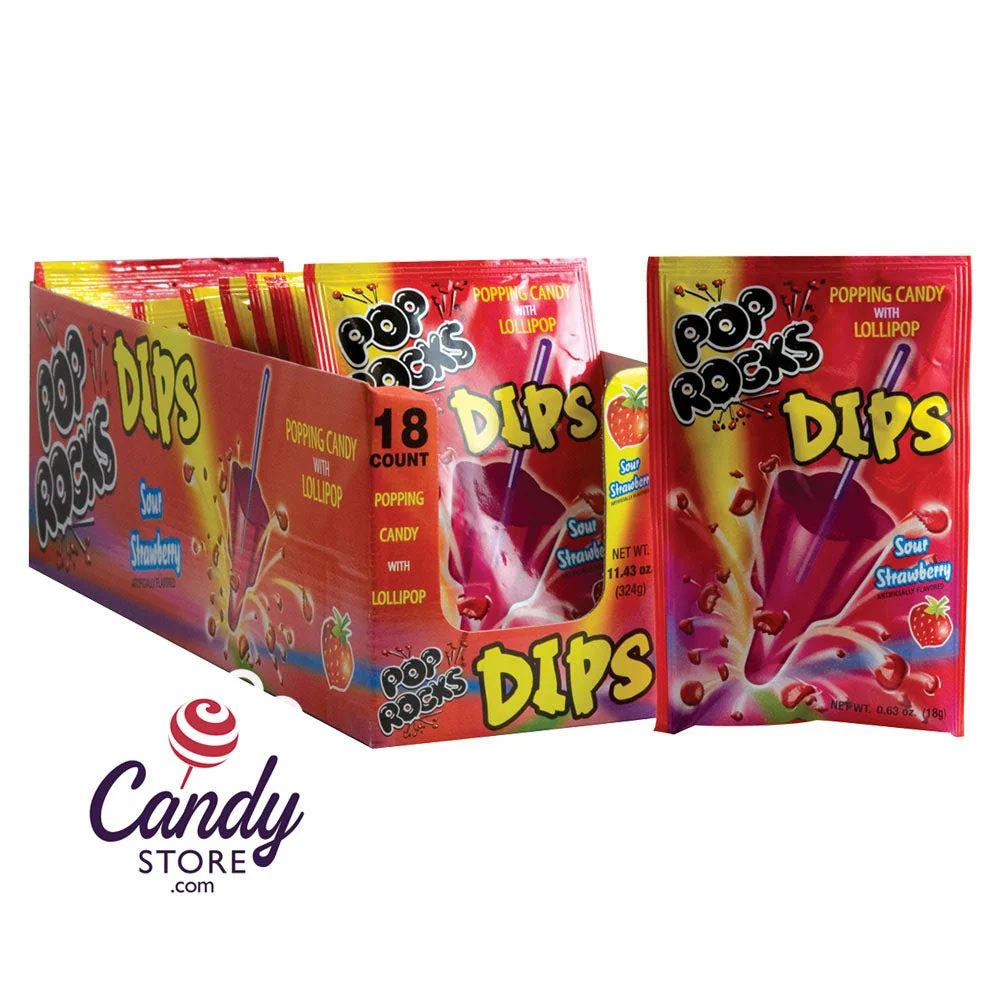 Pop Rocks Sour Strawberry Dips Popping Candy - 18ct