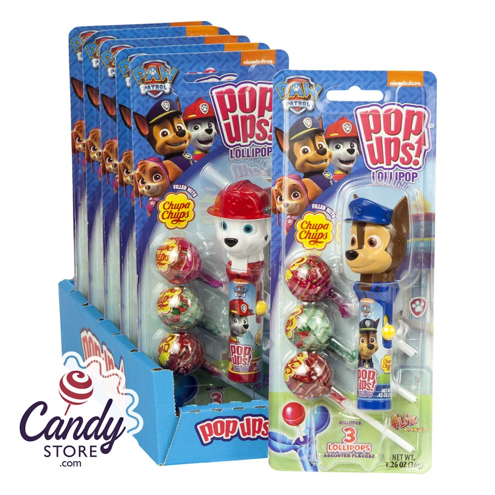 Pop Ups Paw Patrol Lollipop 1.26oz Blister Pack - 6ct