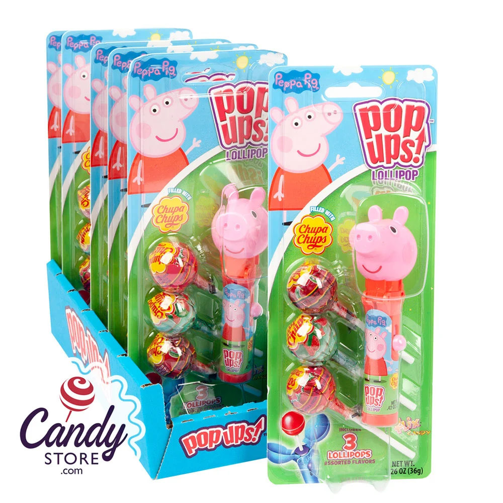 Pop Ups Peppa Pig Lollipops 1.26oz Blister Pack - 6ct