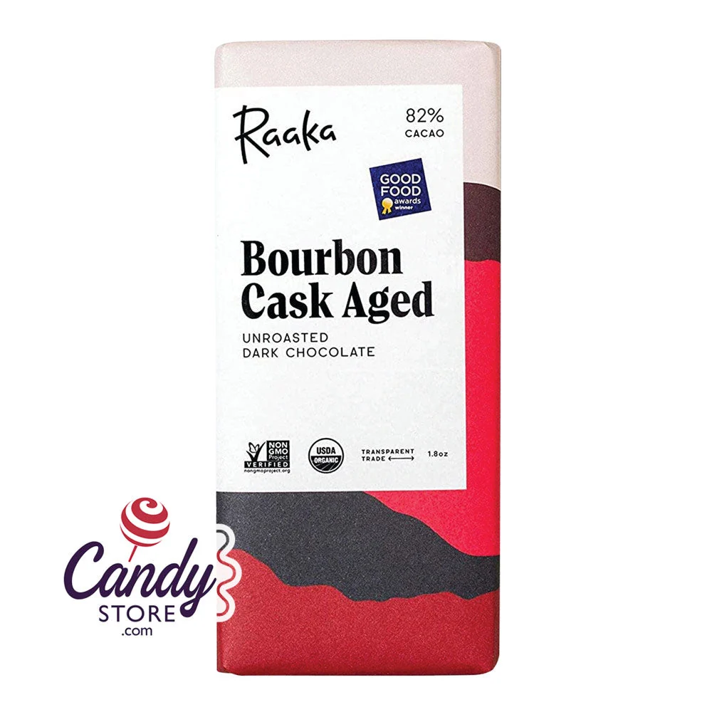Raaka Bar 82% Dark Chocolate Bourbon Cask Aged 1.8oz Bar - 12ct