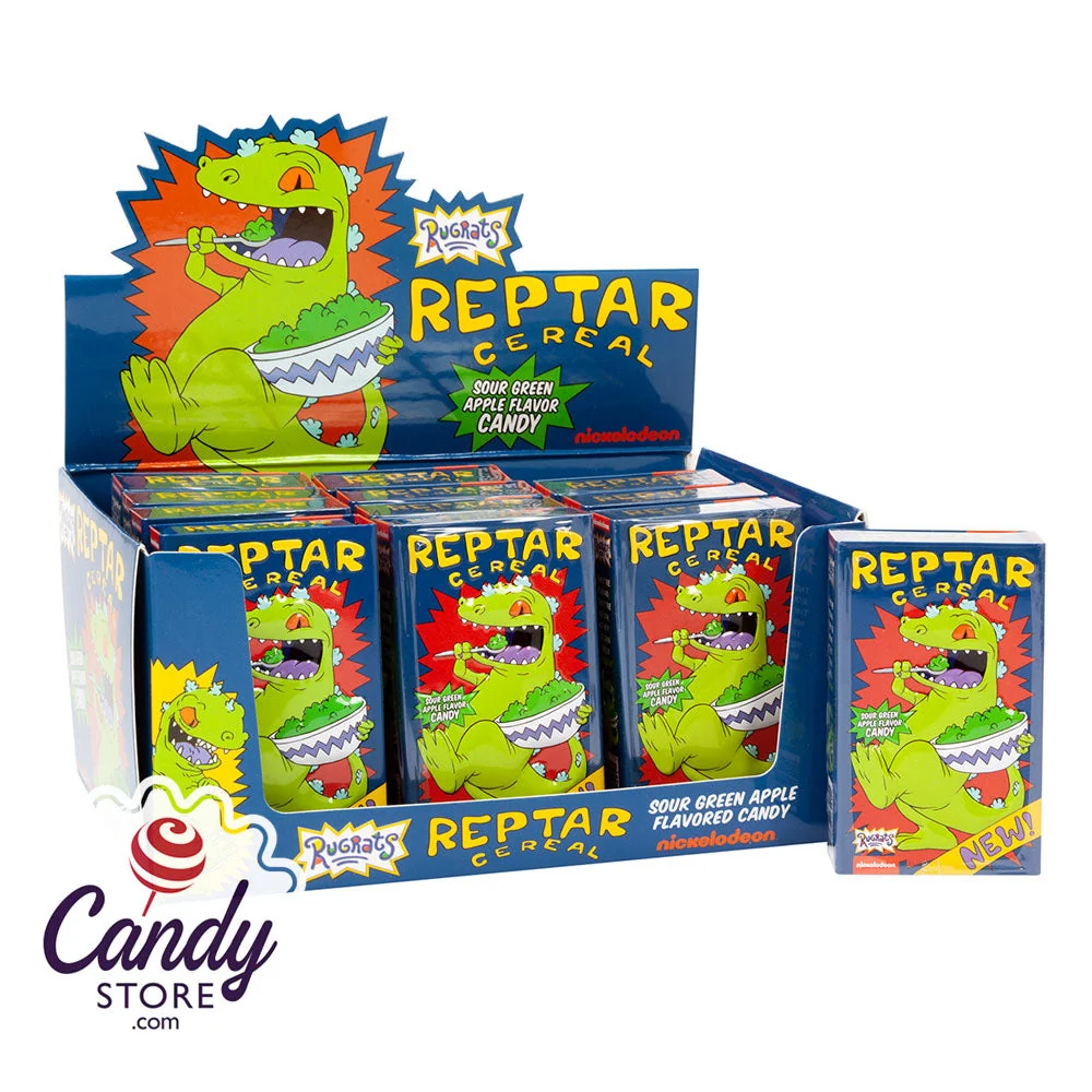 Rugrats Reptar Cereal Sour Green Apple Candy - 12ct Tins