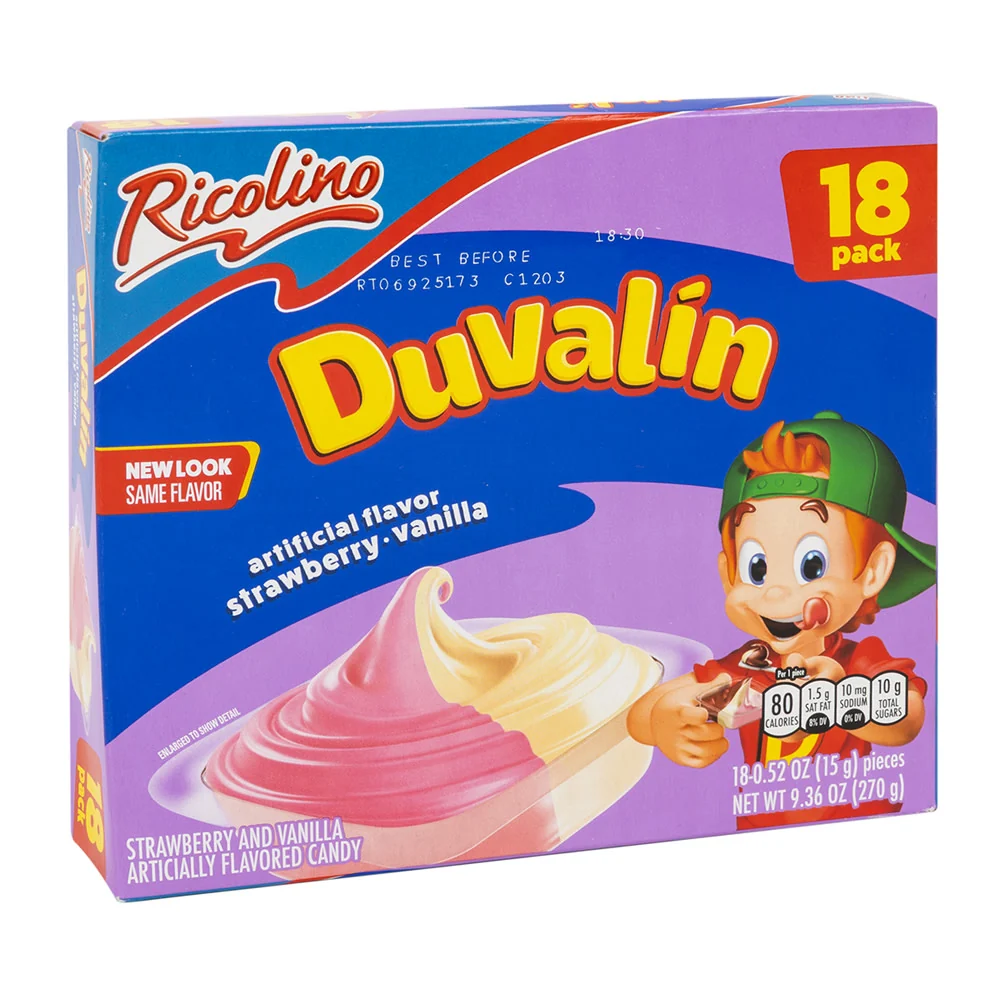 Ricolino Duvalin Bi Sabor Strawberry & Vanilla - 18ct