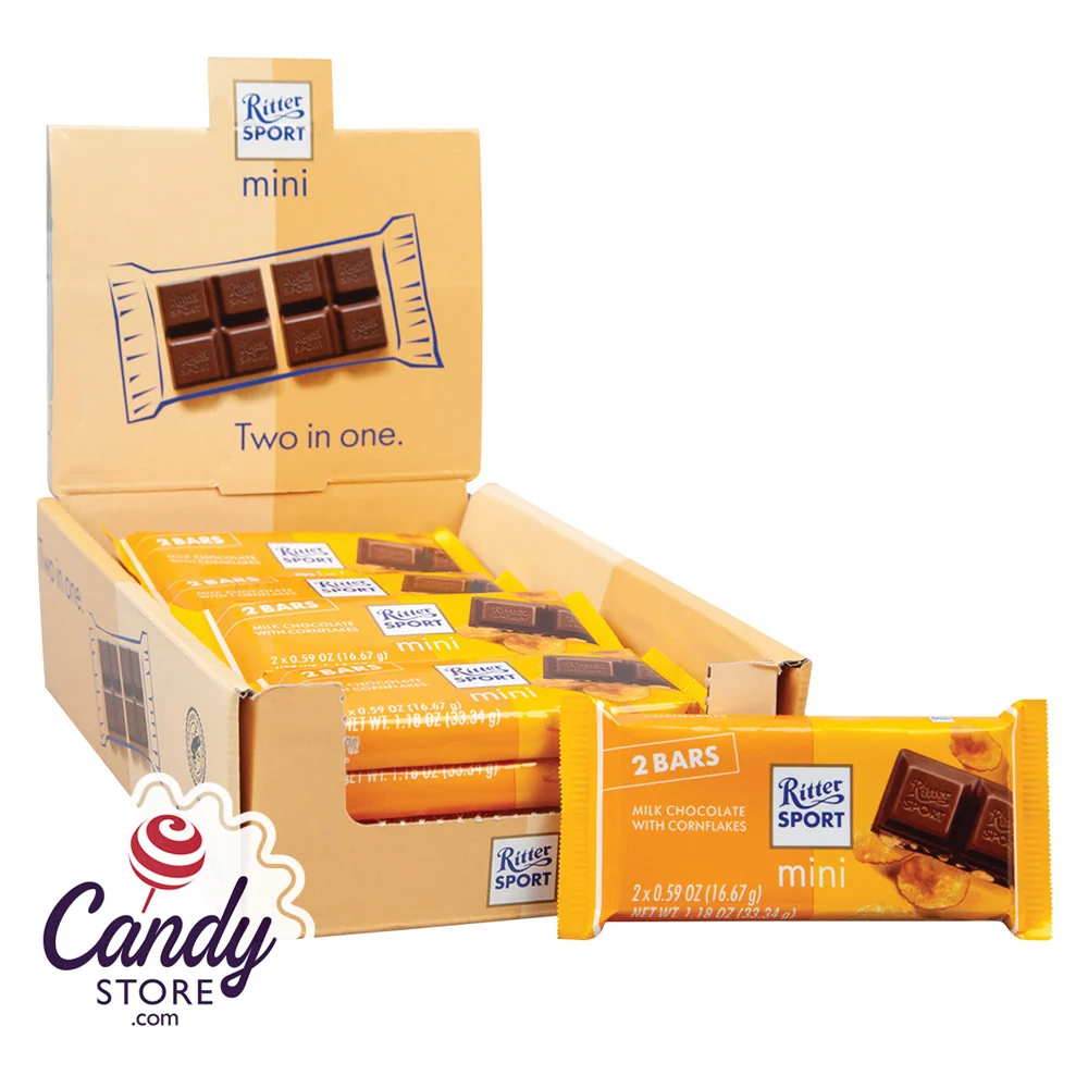 Mini Ritter Sport Milk Chocolate w Corn Flakes Bars 2-Packs - 16ct