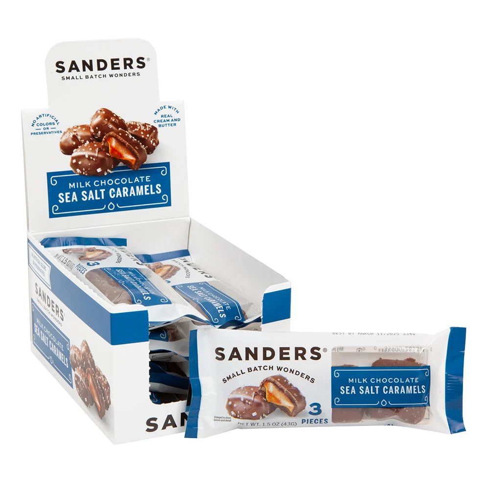 Sanders Milk Chocolate Sea Salt Caramel 3 Piece Bags - 8ct