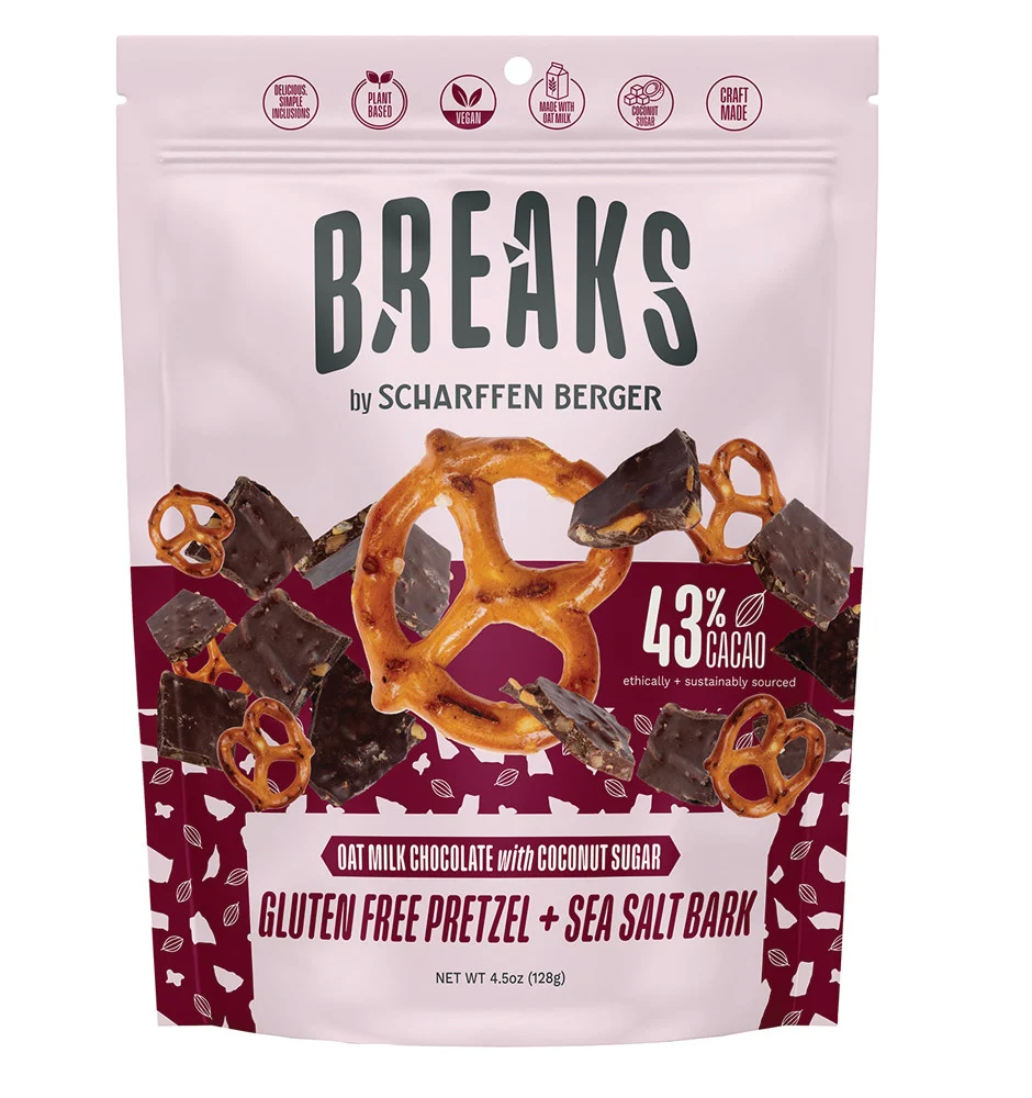Scharffen Berger Breaks 43% Cacao Oat Milk Chocolate Pretzel and Sea Salt Bark Bags - 8ct