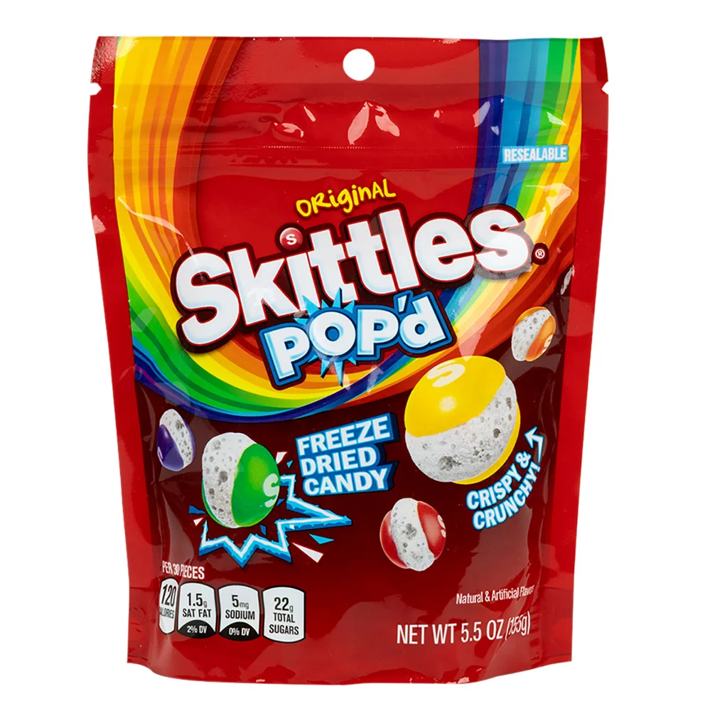 Skittles Pop'd Original Freeze Dried Candy Pouches - 8ct