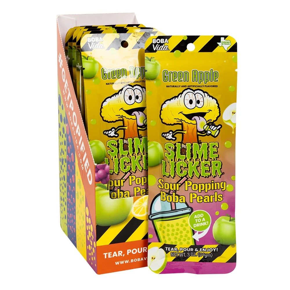 Slime Licker Sour Green Apple Popping Boba Pearls - 10ct