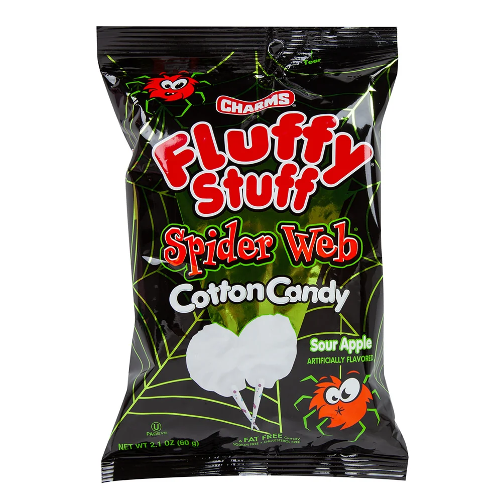 Sour Apple Spider Web Cotton Candy - 24ct