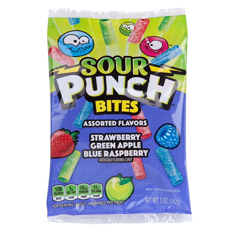 Sour Punch Assorted Bites Peg Bags - 12ct