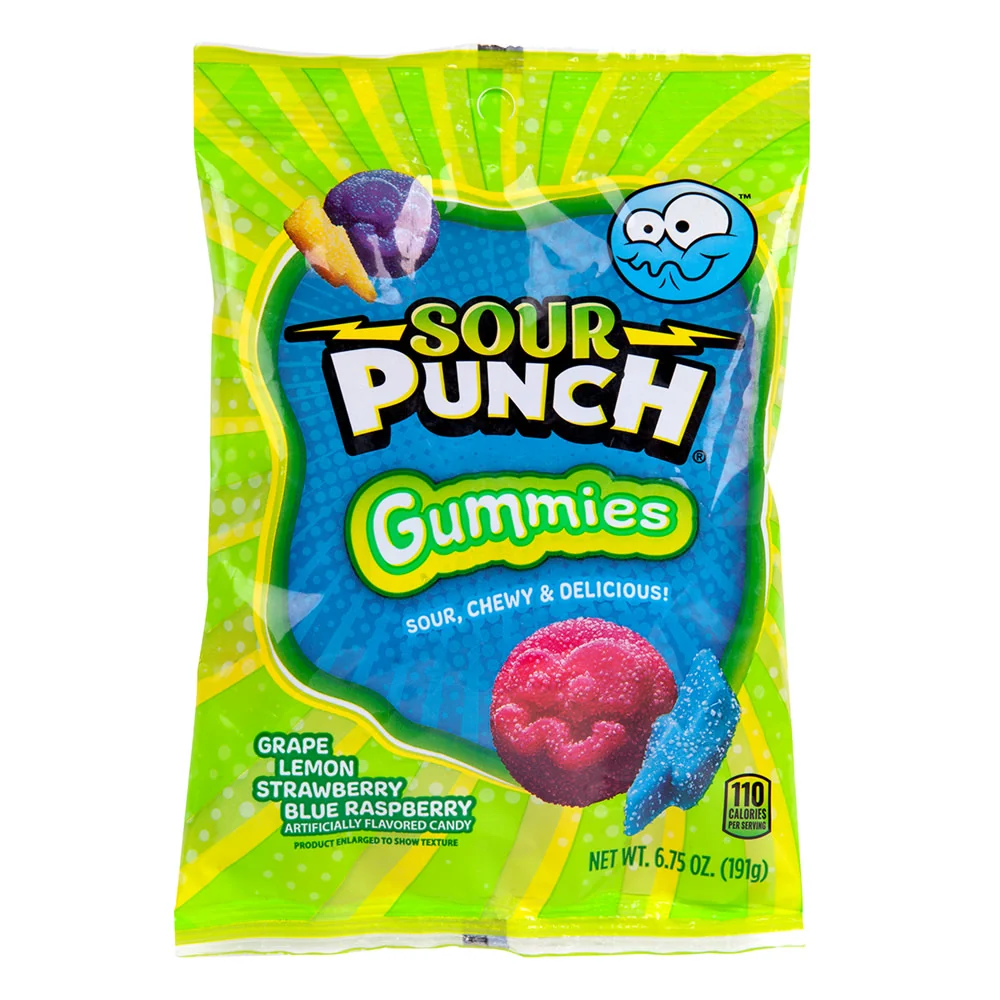 Sour Punch Assorted Gummies Peg Bags - 12ct