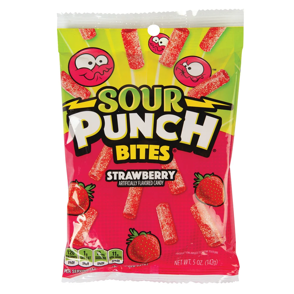 Sour Punch Strawberry Bites Peg Bags - 12ct