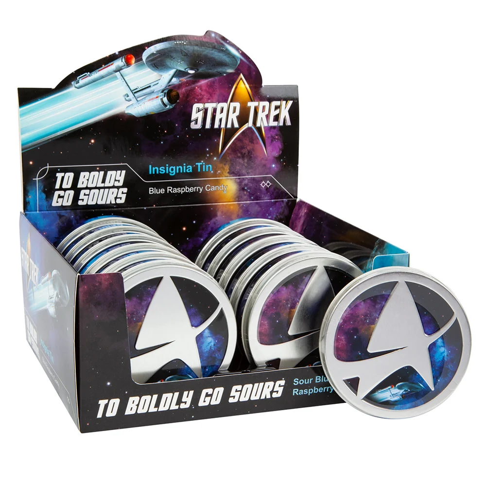 Star Trek To Boldly Go Sour Blue Raspberry Candy Tins - 12ct
