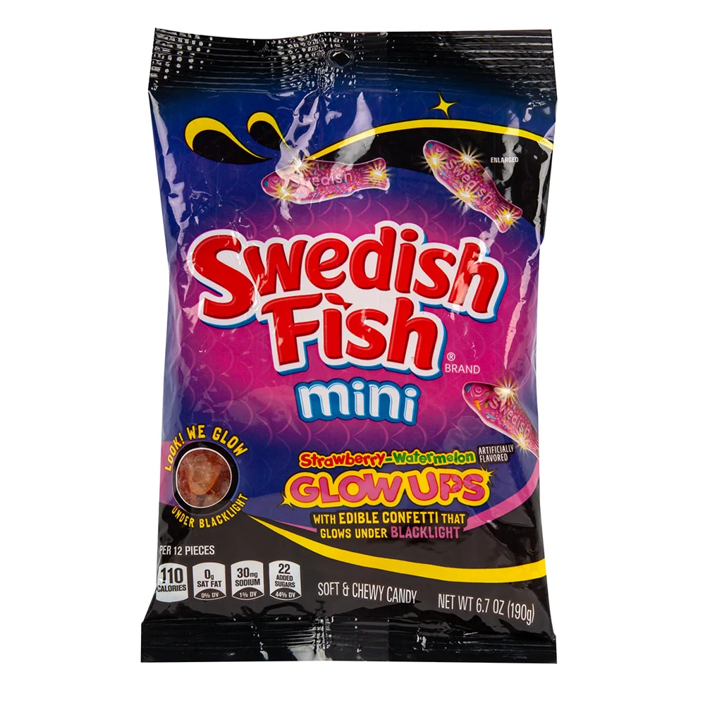Swedish Fish Minis Glow Ups Peg Bags - 12ct