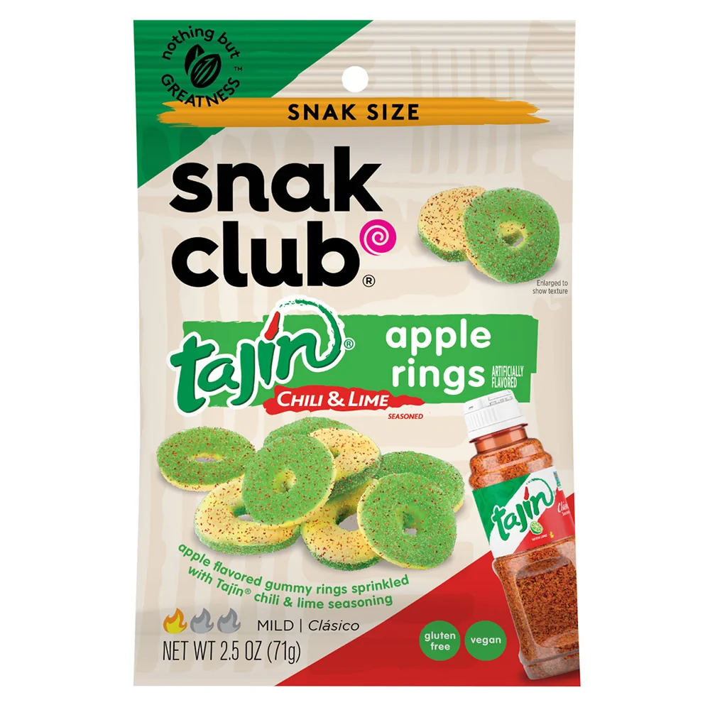 Tajin Snak Club Chili & Lime Apple Rings Peg Bags - 12ct