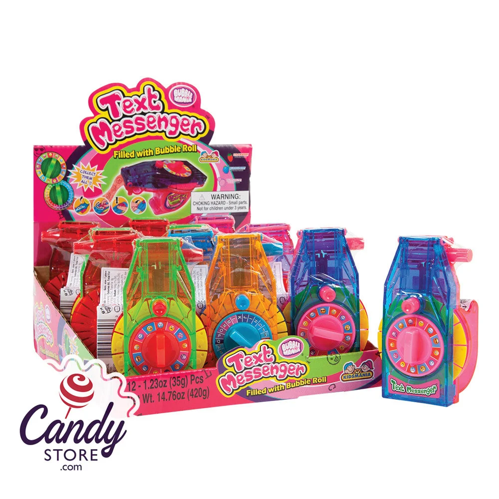 Bubble Gum Roll Text Messenger Toy - 12ct