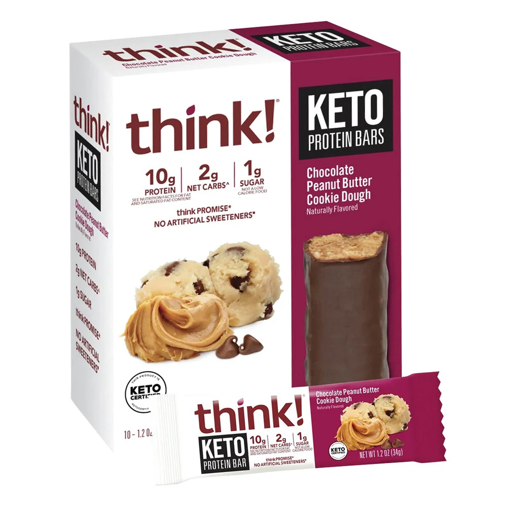 Think! Keto Protein Chocolate Peanut Butter Cookie Dough Boxes - 10ct