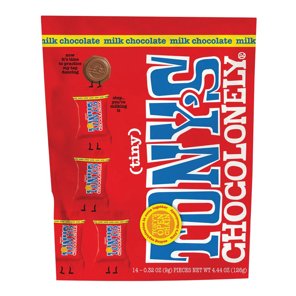 Tony's Chocolonely Tinys Milk Chocolate Pouches - 8ct