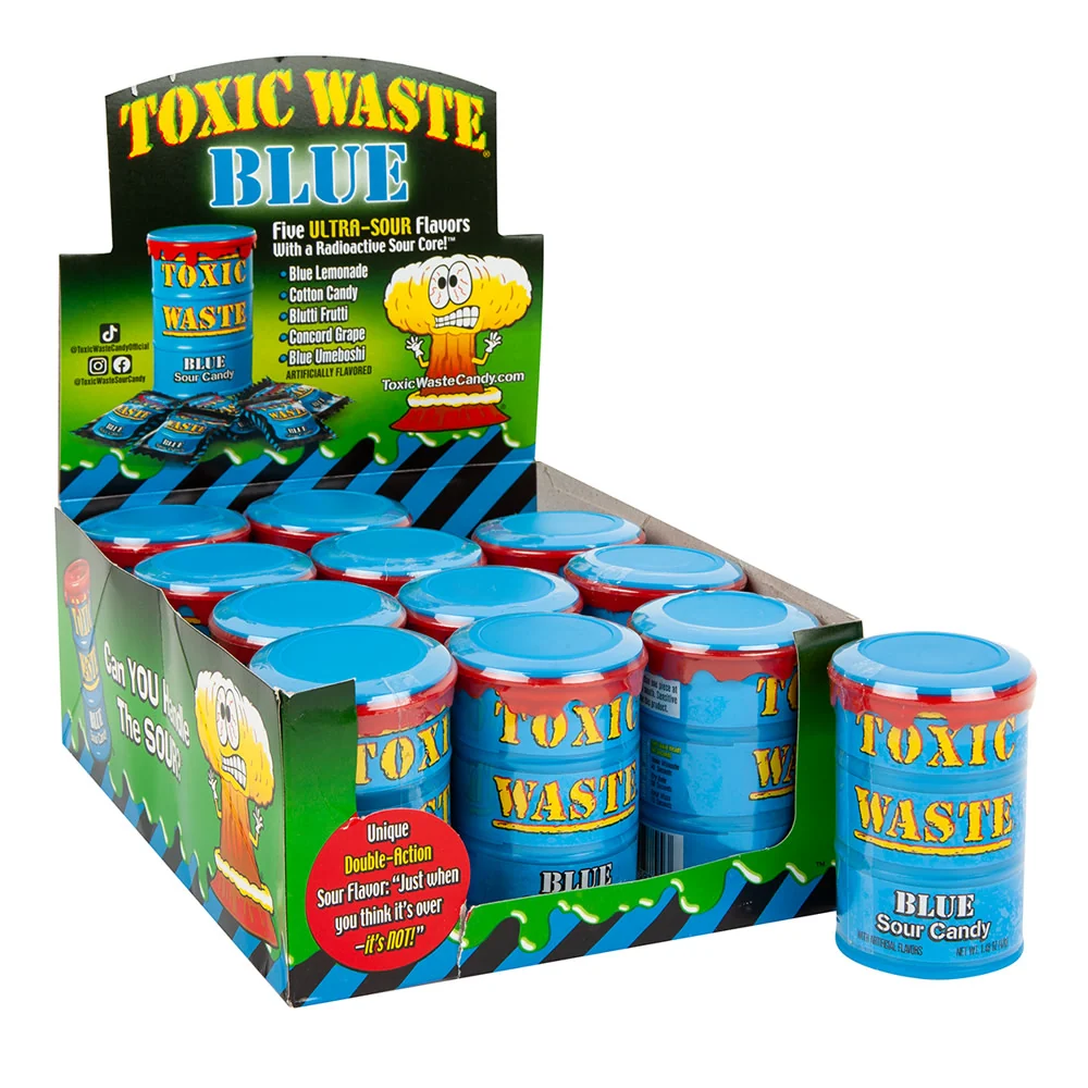 Toxic Waste Sour Candy Blue Drum - 12ct