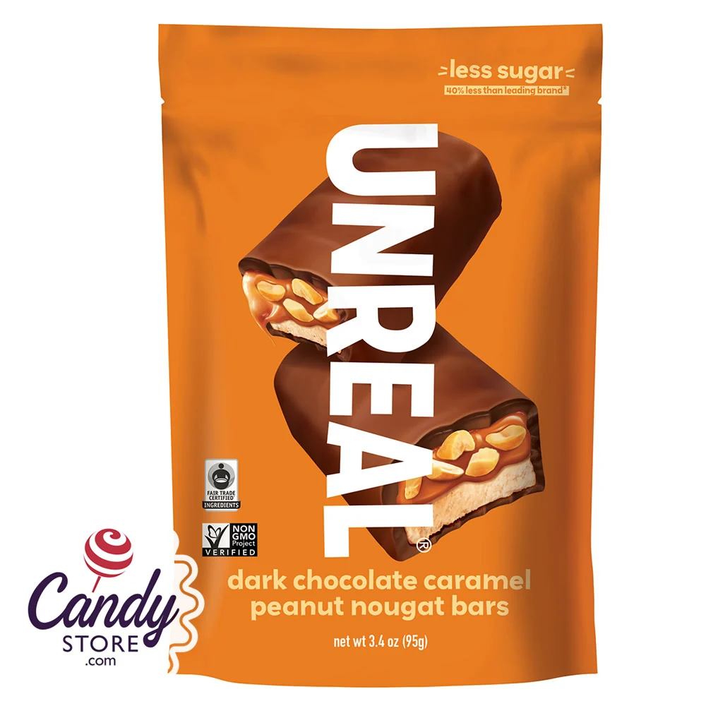 Unreal Dark Chocolate Caramel Peanut Nougat Bars - 6ct