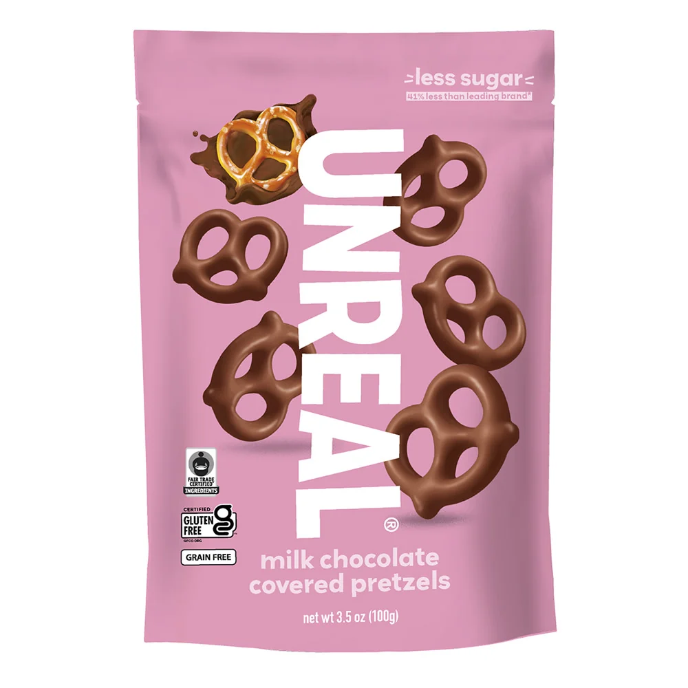 Unreal Milk Chocolate Covered Grain-Free Pretzels Pouches - 6ct