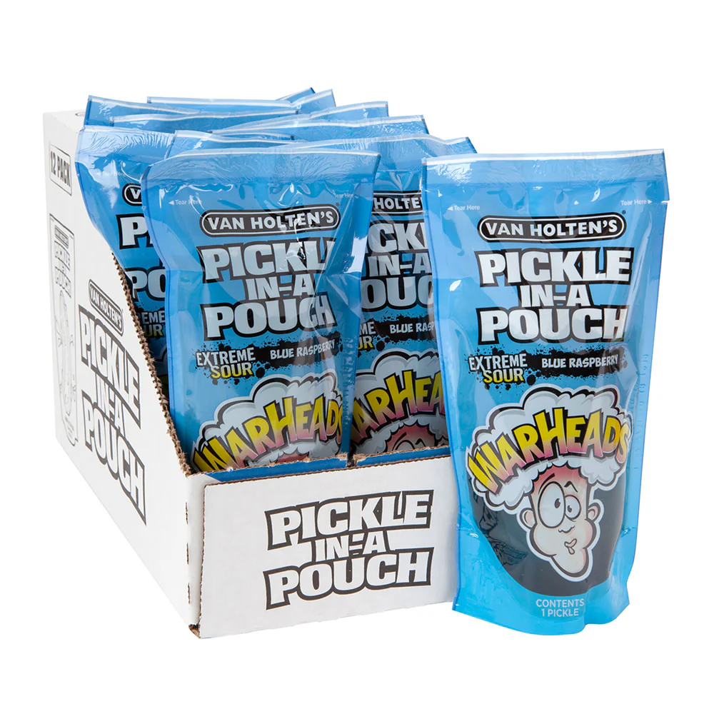 Van Holten's Warheads Blue Raspberry Pickle in a Pouch - 12ct