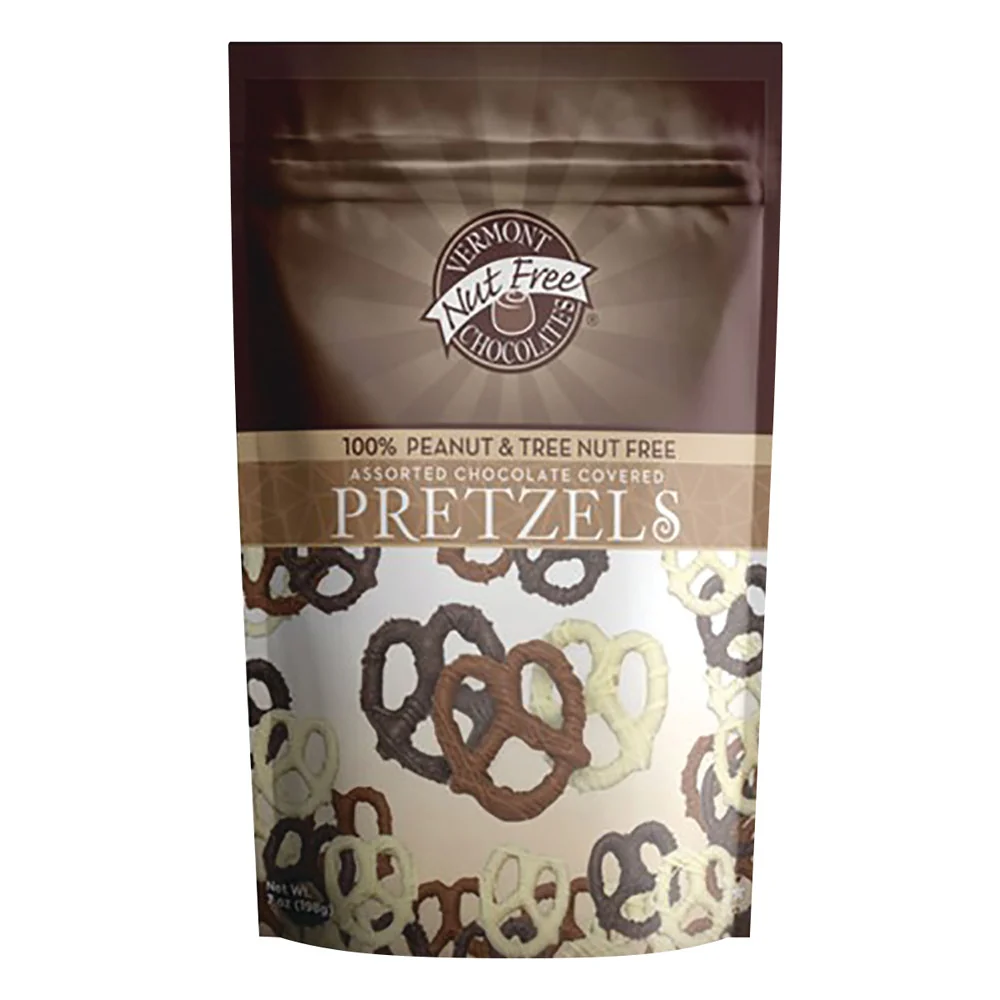 Vermont Nut Free Chocolates Assorted Chocolate Covered Pretzels Pouches - 12ct