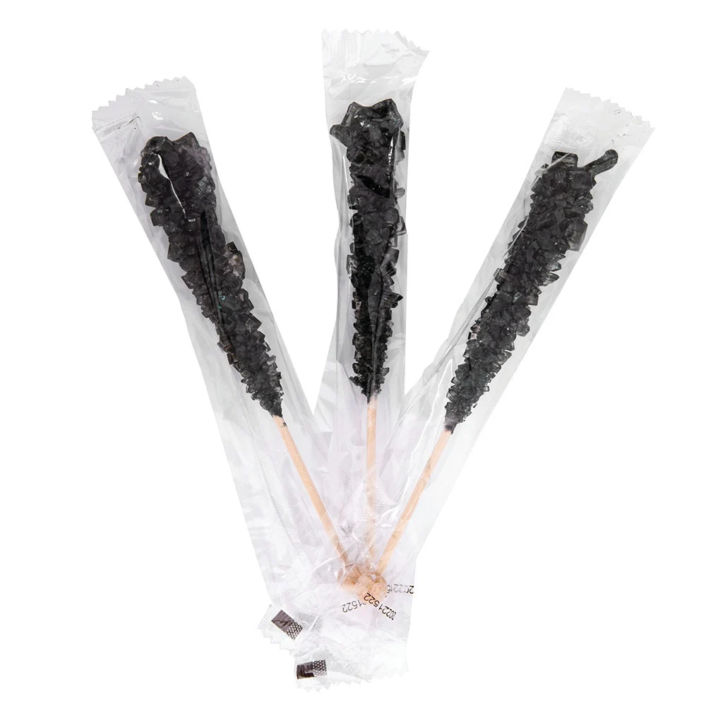Wrapped Rock Candy Sticks Black Cherry - 100ct