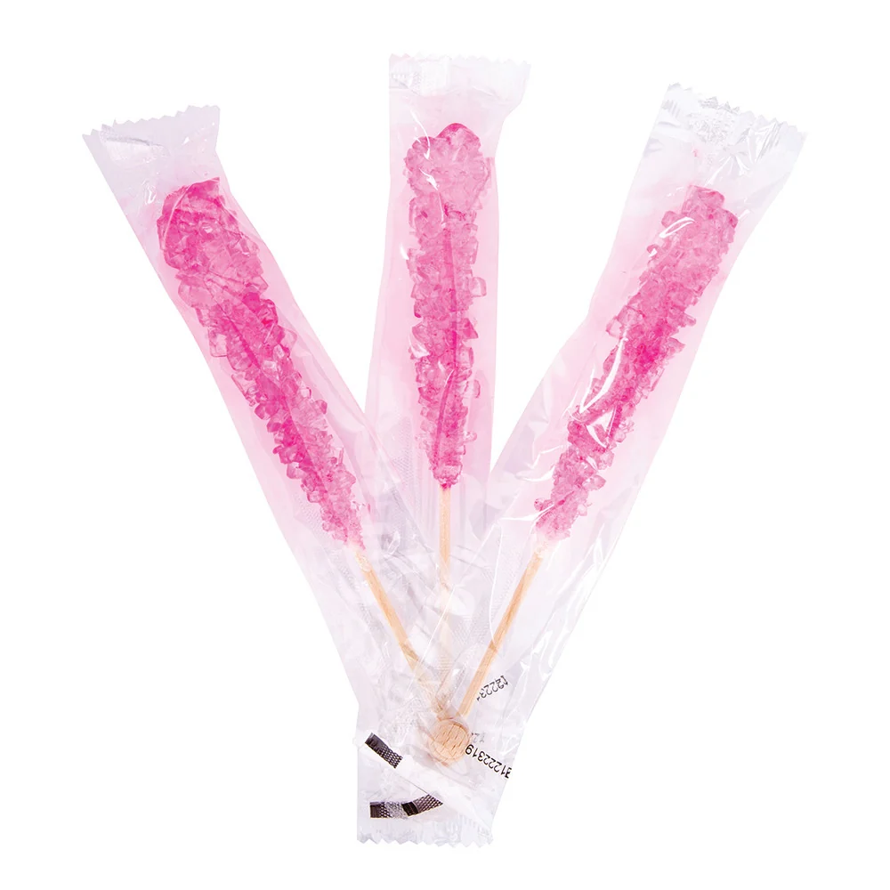 Wrapped Rock Candy Sticks Bright Pink Bubblegum - 100ct