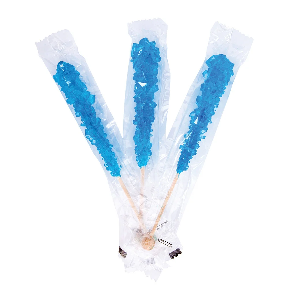 Wrapped Rock Candy Sticks Caribbean Blue Blueberry - 100ct