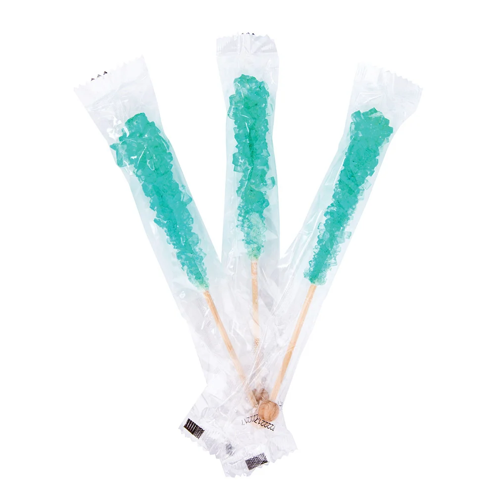 Wrapped Rock Candy Sticks Robins Egg Blue Cotton Candy - 100ct