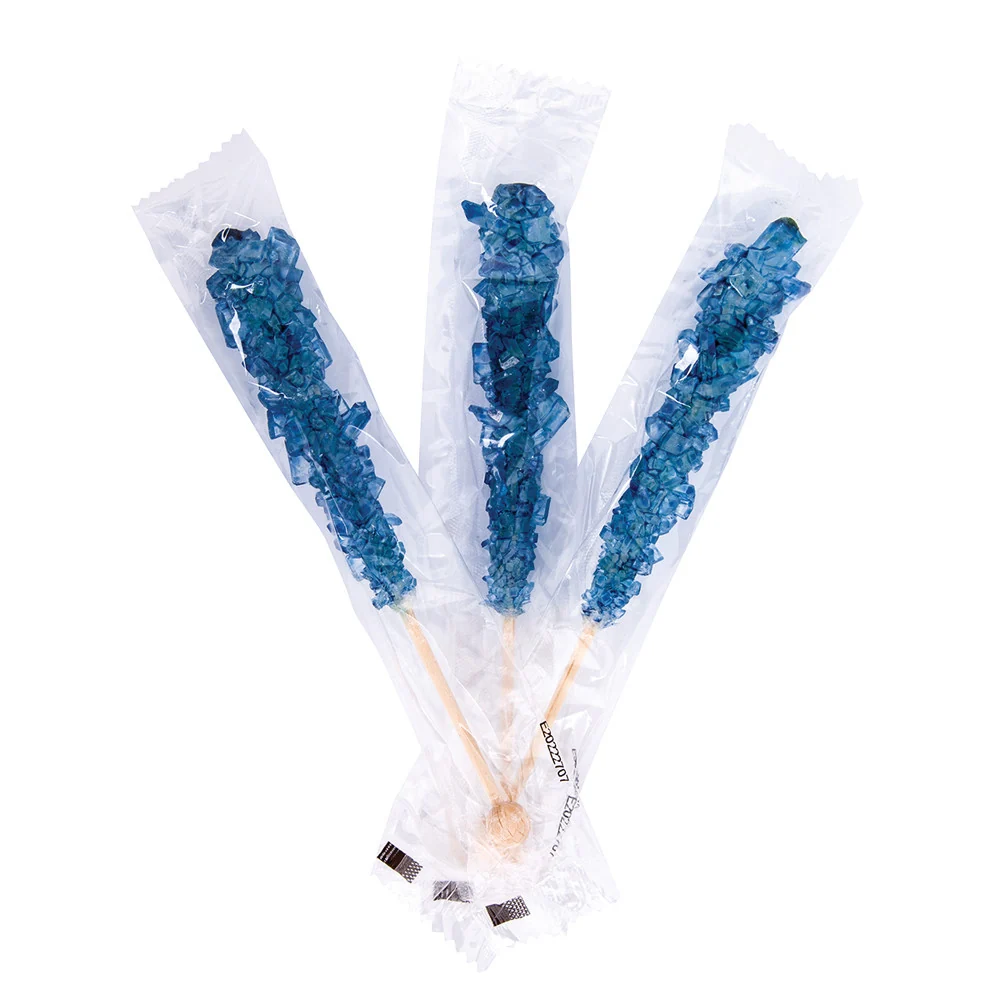 Wrapped Rock Candy Sticks Royal Blue Blue Raspberry - 100ct